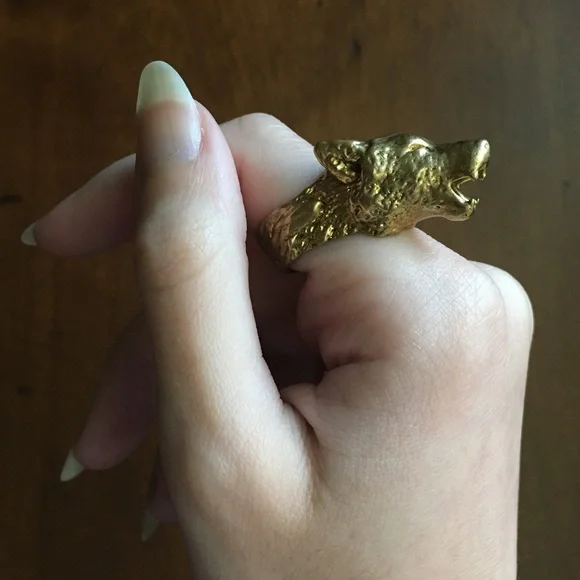 Wolf Head Ring, Solid Brass, Hand Crafted - Picture 5 of 7